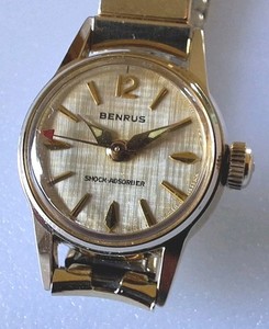 Authentic Vintage Benrus Ladies Shock Absorber Gold Plated Watch