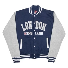 Cool Fashion Blue Embroidered London England Varsity Jacket Men's L