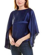 Halston Addilyn Charmeuse Silk-Blend Top Women's Blue 0
