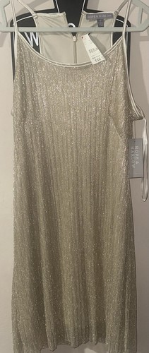 Gold Metallic Pleated Dress