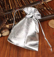20Pcs Silver Drawstring Gift Bags Jewelry Wedding Favor Candy Party Pouch