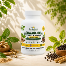 Ashwagandha Black Pepper Supplement 60 Capsules Stress Support Vegan Non-GMO