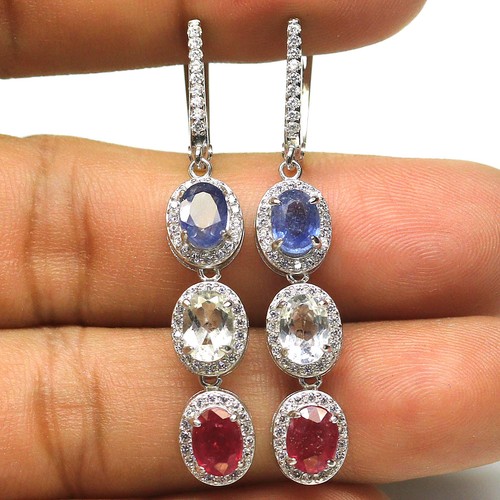 Giff For Her 925 Sterling Silver Blue Sapphire, Topaz, Ruby & Zircon ...
