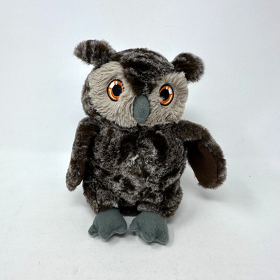 Keeleco Owl Plush Stuffed Animal Brown Gray Cute Fluffy Cuddle Night Bird Toy 7''