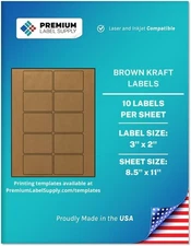 Premium Label Supply Brown Kraft Sticker Labels – 3" 250 Labels, 