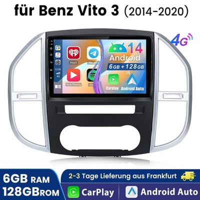 10.1'' Android 14 Autoradio 6+128GB Carplay für Mercedes Vito W447 2014-2020 4G+