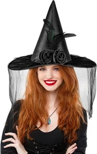 Landisun Halloween Women Witch Hat witches hats for women Adult Wicked One Side