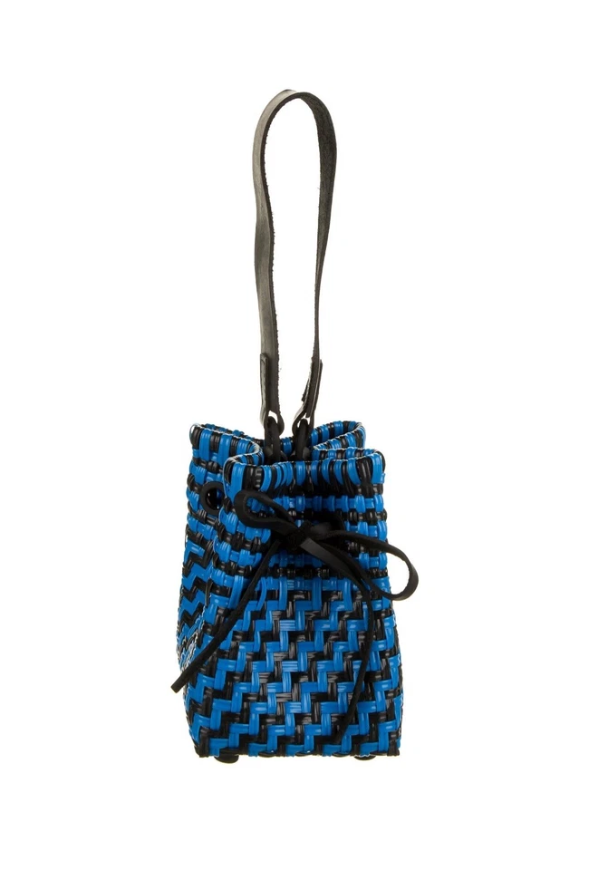 Truss Medium Bucket Bag, Blue/Black Herringbone Pattern - Image 3 of 4