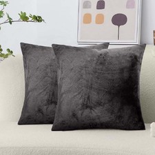 Steel Grey Plush Velvet Cushion Covers 18 x 18 cm Double Sided Pack of 2 or 4