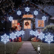 Outdoor Christmas Snowflake Pathway Lights Waterproof LED 8 Lighting Modes New