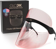 GLO24K 7 Color LED Face Mask Red Light Therapy Rechargeable Skincare-SEALED