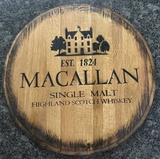 Rustic Bar Decor (Macallan Scotch Whiskey)  Barrel Head/ Lid wood wall art