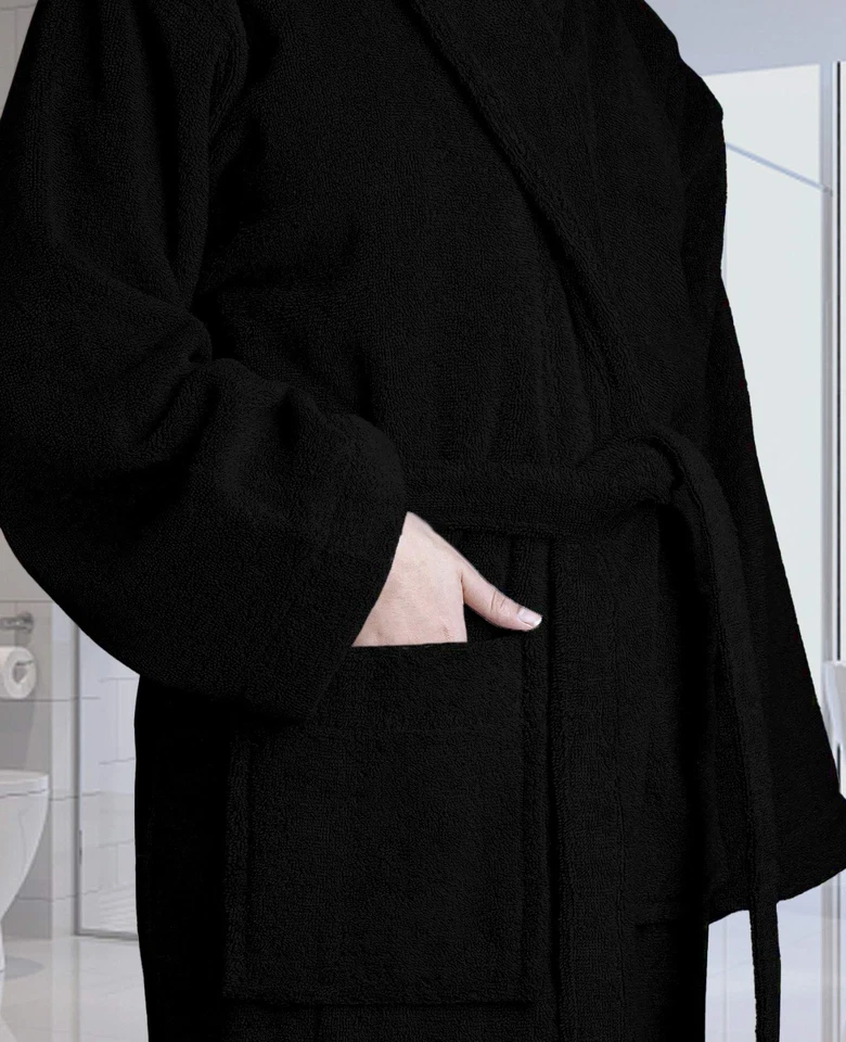 Albornoz 100 % algodón | Bata de tela de felpa | Albornoz de spa largo ligero Terry Foto 3 de 4