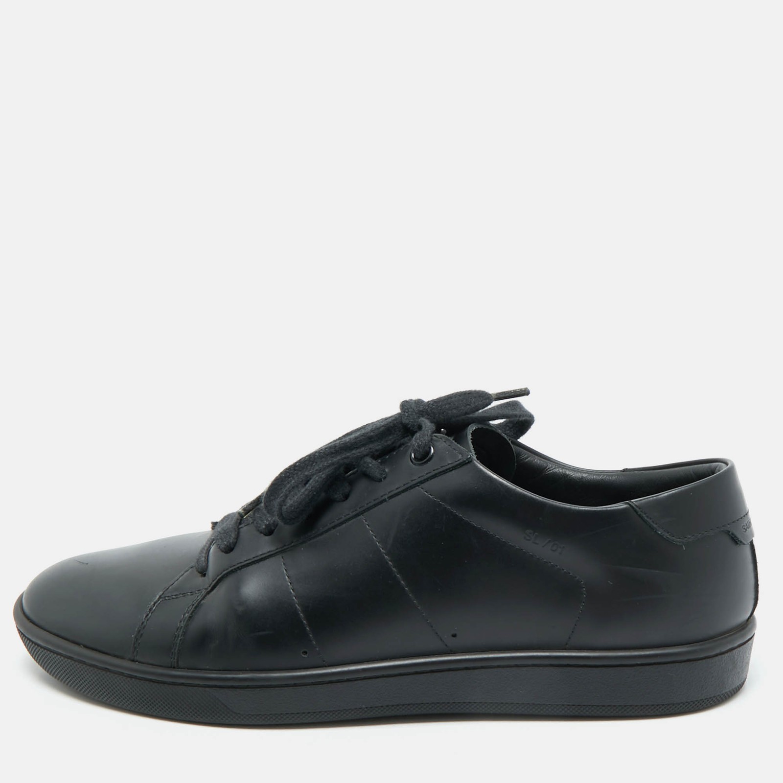 Sneakers basse Saint Laurent corte classiche in pelle nera con labbra taglia 40