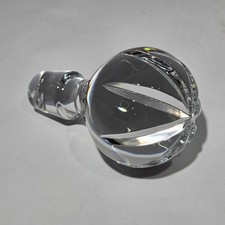 Round Crystal Glass 5.25&rdquo; Decanter Stopper 2 3/8" diameter 3 7/8" Tall Unmarked