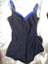Roxanne Women Swimsuit Color Black, With Blue Trim Halter Strap Size 16