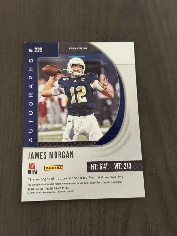 2020 Panini Prizm Draft Picks Rookies Silver Auto #229 JAMES MORGAN Rookie RC - Image 2 of 4