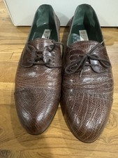 Vintage Gucci Men’s 42.5 D Brown Lizard Oxfords Made in Italy Box
