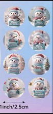 40 PCs Round 1 Snowman Merry Christmas Stickers Envelope Card Seals Decor