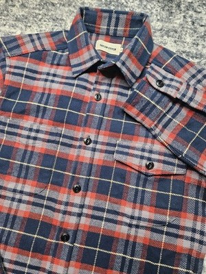 Taylor Stitch Flannel Shirt Size 38 Small Plaid Organic Cotton Button Up 