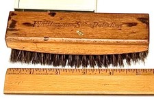 VTG Whittemore s Shoe Polish Brush Grooved Wood Handle Curved Horsehair Bristles