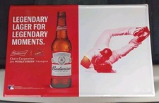 Budweiser Chris Carpenter Cardinals Wall Sign Beer Metal Tin Tacker 23.5