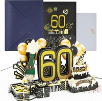 Joyoldelf 60 Geburtstag Pop Up 3D Karte GrußKarte Umschlag Frauen MäNner
