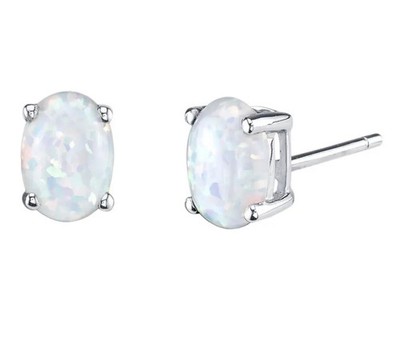 2 kt ovale scharfe natürliche Opal Ohrstecker massiv Sterlingsilber 6 mm Push Back