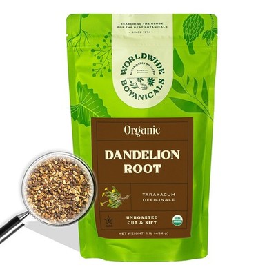Botanicals Organic Dandelion Root   1 lb - Cut & Sifted   Raw, Unroast
