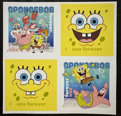 2025 Scott #6025-6028, Forever - SPONGEBOB SQUAREPANTS - Block of 4 Stamps - MNH