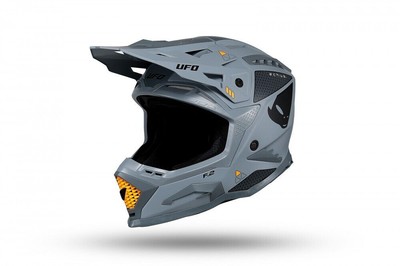 MOTORRADHELM CROSS ENDURO MOTARD UFO PLAST HE 13100 HE13100 ECHUS GRAU ORANGE