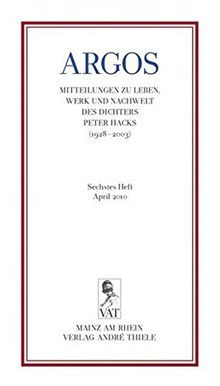 ARGOS. Sechstes Heft. Mitteilungen zu Leben, Werk u... | Buch | Zustand sehr gut