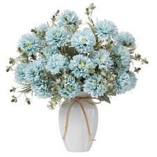 Artificial Flowers in Vase Silk Flower Bouquets Arrangement with Vase Chrysan...