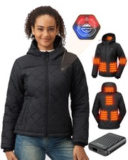 Quilted Heated Jackets for Women With 12V 18400mAh Battery Pack, Lightweight ...
