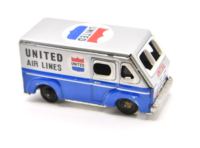 Vintage 1960's United Air Lines Metal Tin Friction Takatoku TT Model Van Japan