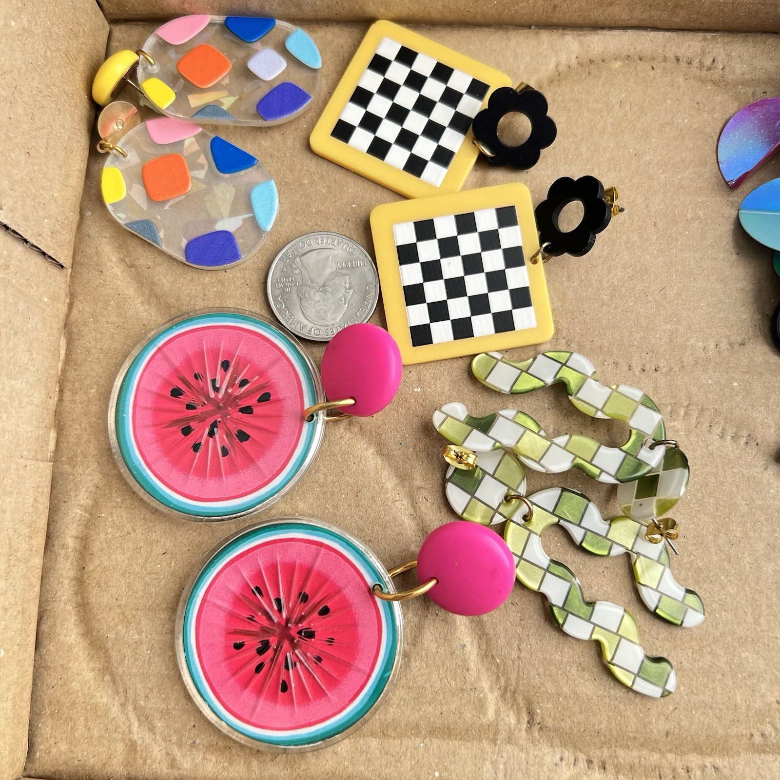 Kitschy Earring Lot Large Statement Colorful Jewe… - image 2