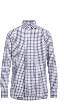 Luigi Borrelli Classic-Fit Brown-White-Navy Check Cotton Shirt 15.75 (Eu 40) NWT