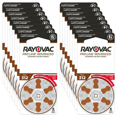 Rayovac Proline Size 312 Zinc Air 1.45V Hearing Aid Batteries (96 Pack)