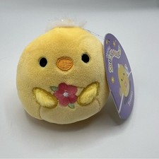 NWT Squishmallows Triston Chick 3" Clip Easter 2023 with Pink Flower