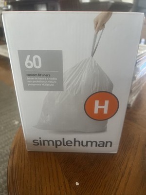 Simplehuman Code H Custom Fit Liners, Trash Bags, 30-35 Liter / 8-9.2 Gallon, 60