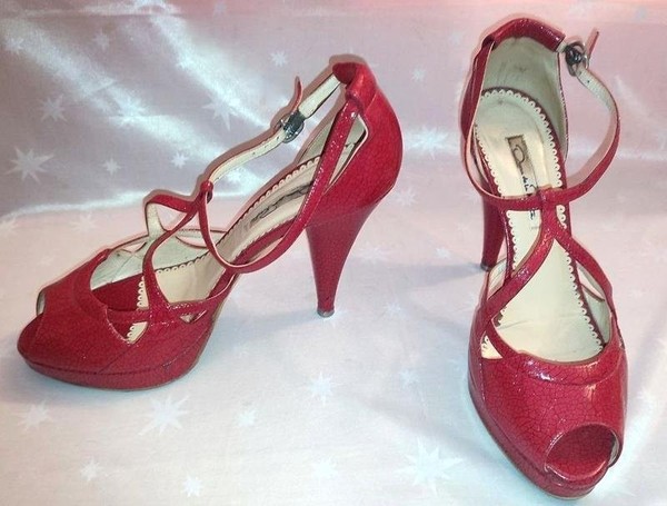 Women Oscar de la Renta Heels Red Leather 37.5