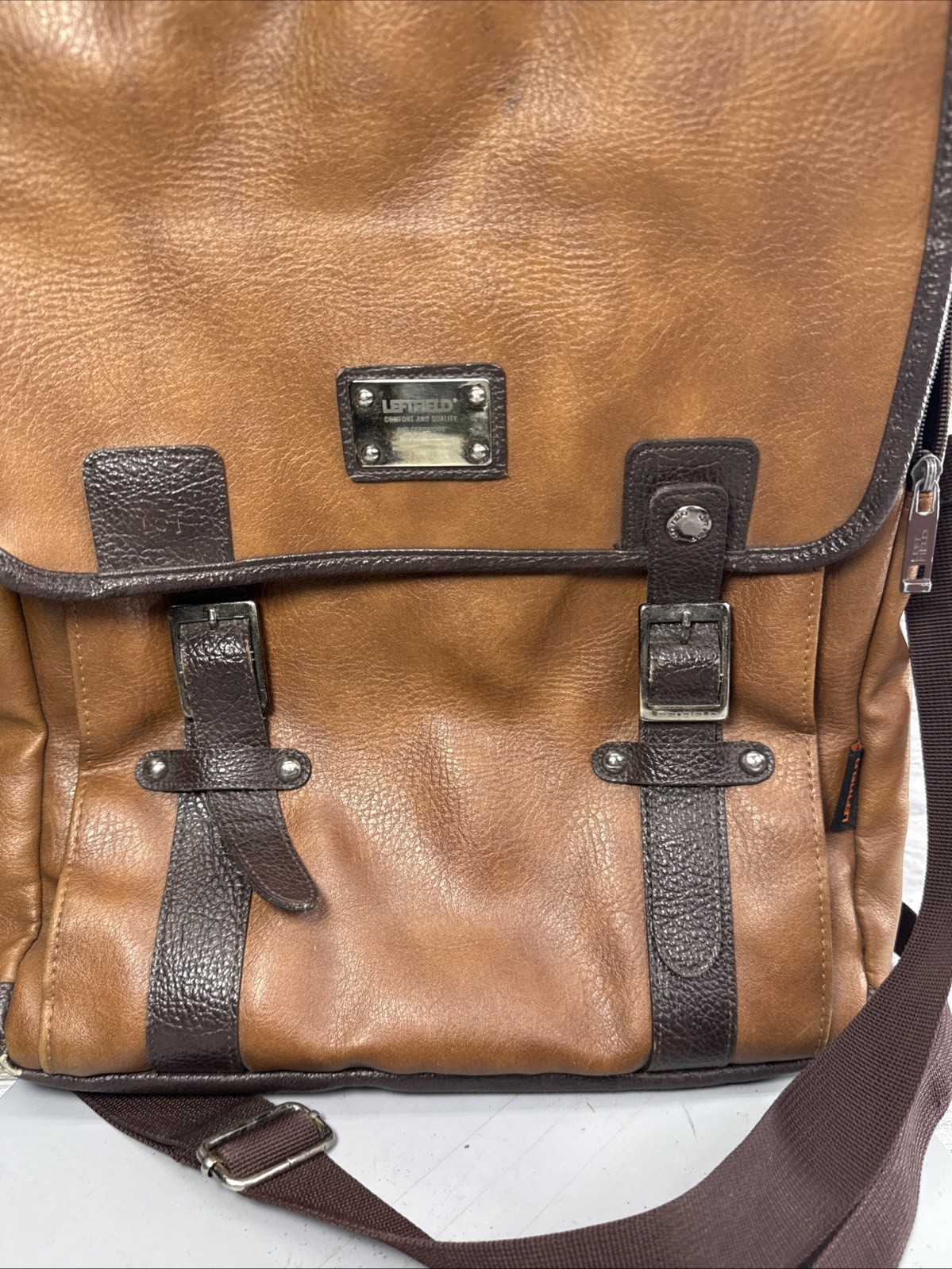 Left Field Backpack Leather Brown . Missing One S… - image 2
