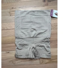 NEW Curveez Women's L Signature Control High Waist Boy Short Shapewear Beige Tan