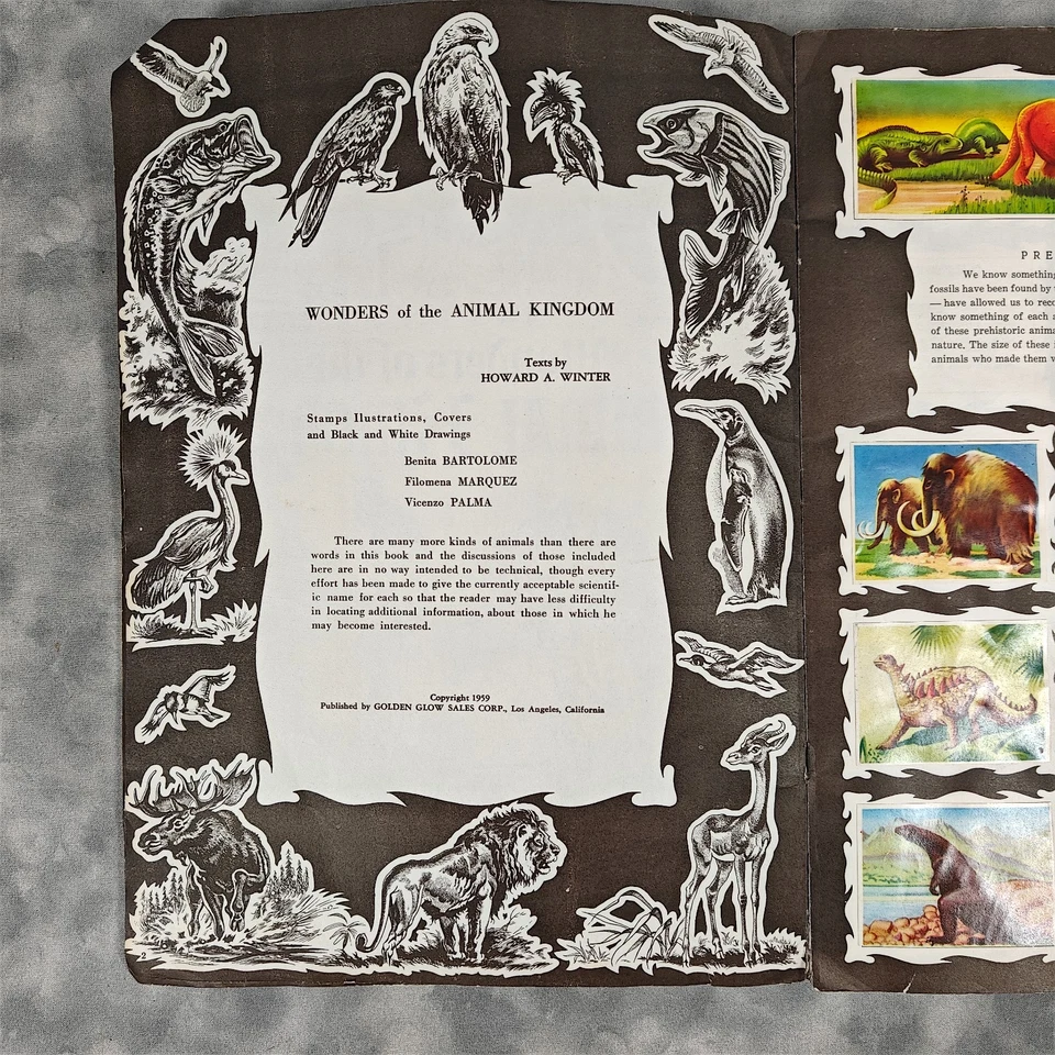 Wonders of the Animal Kingdom Vtg Stamp Album c1950s Illustrated COMPLETE - Image 4 of 4