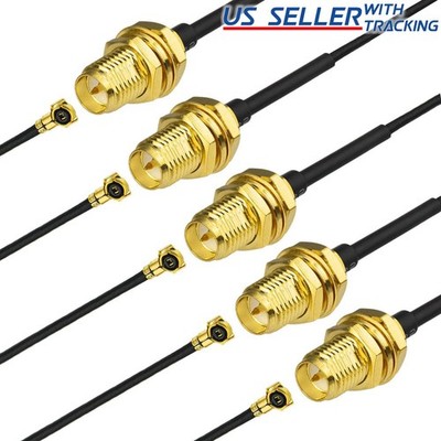 5pcs 6'' U.FL to RP-SMA Female Antenna WiFi Pigtail Cable ufl Mini PCI