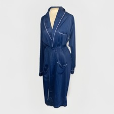 Vintage Munsingwear Blue Satin Dressing Gown Robe 100 Nylon Bathrobe Cover Up M