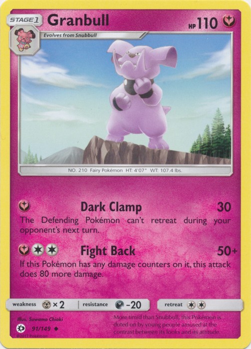 Granbull - 91/149 - Uncommon (Near Mint) Sun and Moon Base Set - Fairy Pokémon