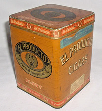 Antique 1926-1931 *EL PRODUCTO CIGAR TIN *BLUNT SIZE 10c Advertising Tobacciana