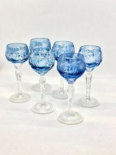 6 Nachtmann Bleikristall Likörgläser Serie Traube Römergläser Aquamarin
