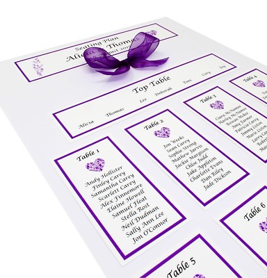 Personalisierter A3 Hochzeitstischplan / Sitzplan - viele Farben verfügbar 